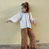 Clover Ruffle Pant - Amber Block Print