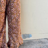 Clover Ruffle Pant - Amber Block Print