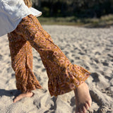 Clover Ruffle Pant - Amber Block Print