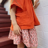 Edie Skirt - Pink Block Print