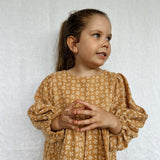 June Dress with Blossom Collar - Caramel Twig Print