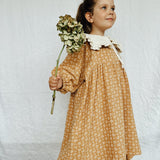 June Dress with Blossom Collar - Caramel Twig Print