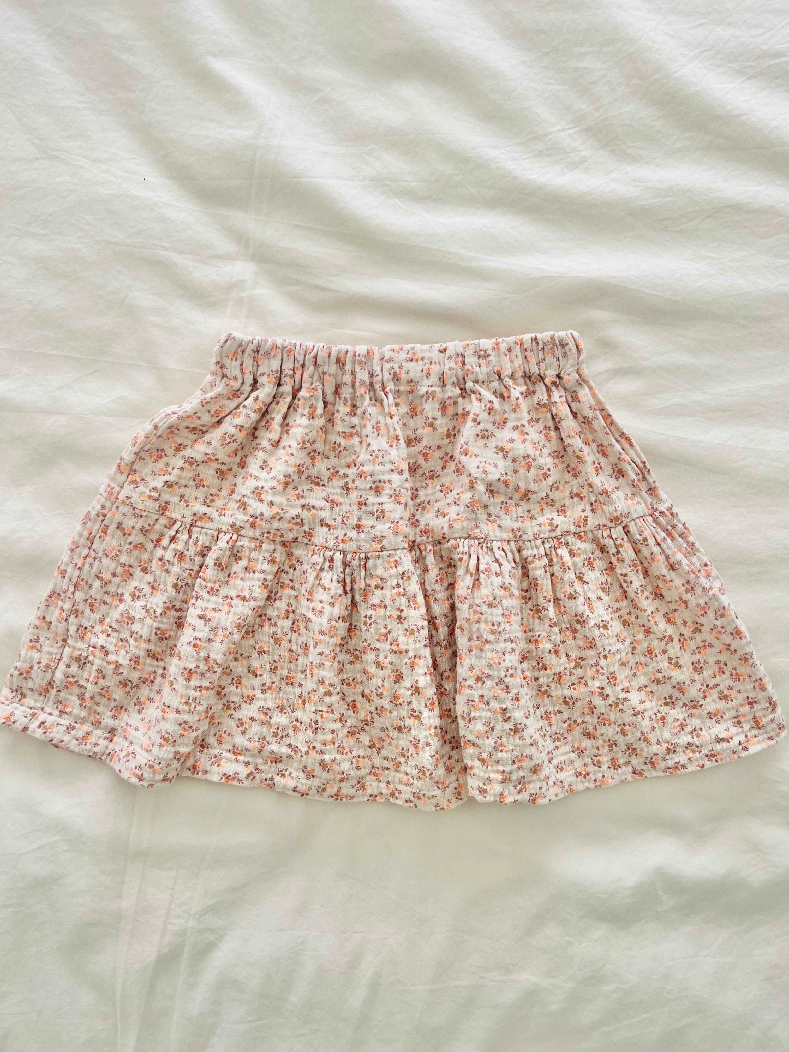 Edie Skirt - Orange Mini Flower Print