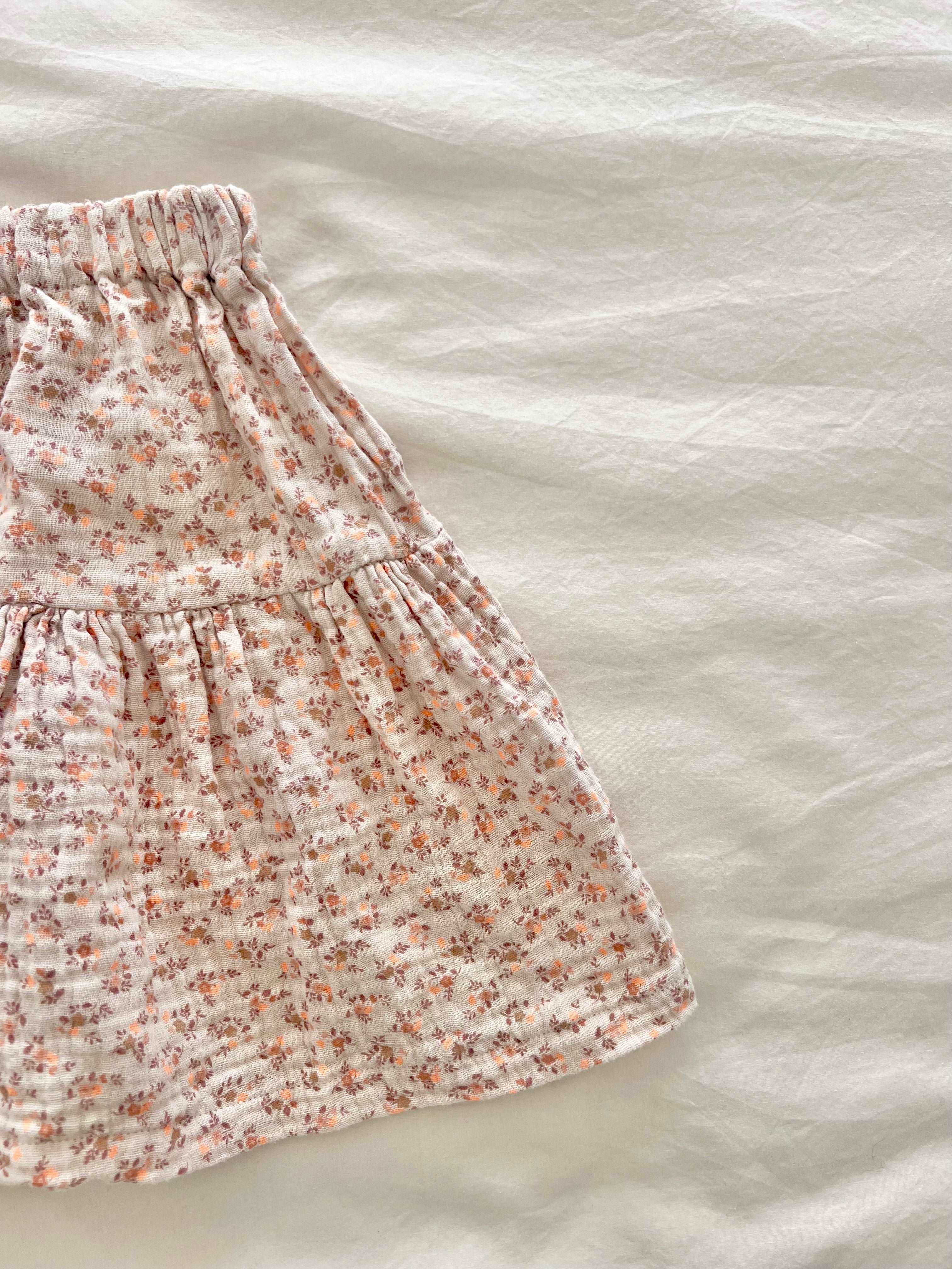 Edie Skirt - Orange Mini Flower Print